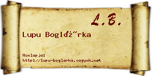 Lupu Boglárka névjegykártya